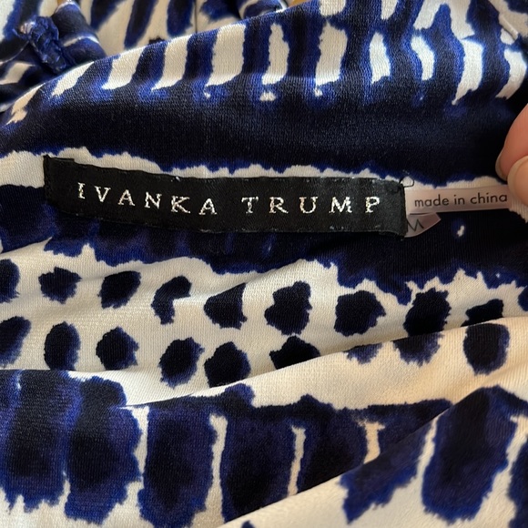 Ivanka Trump White, Navy & Black Printed Dress - Picture 4 of 4